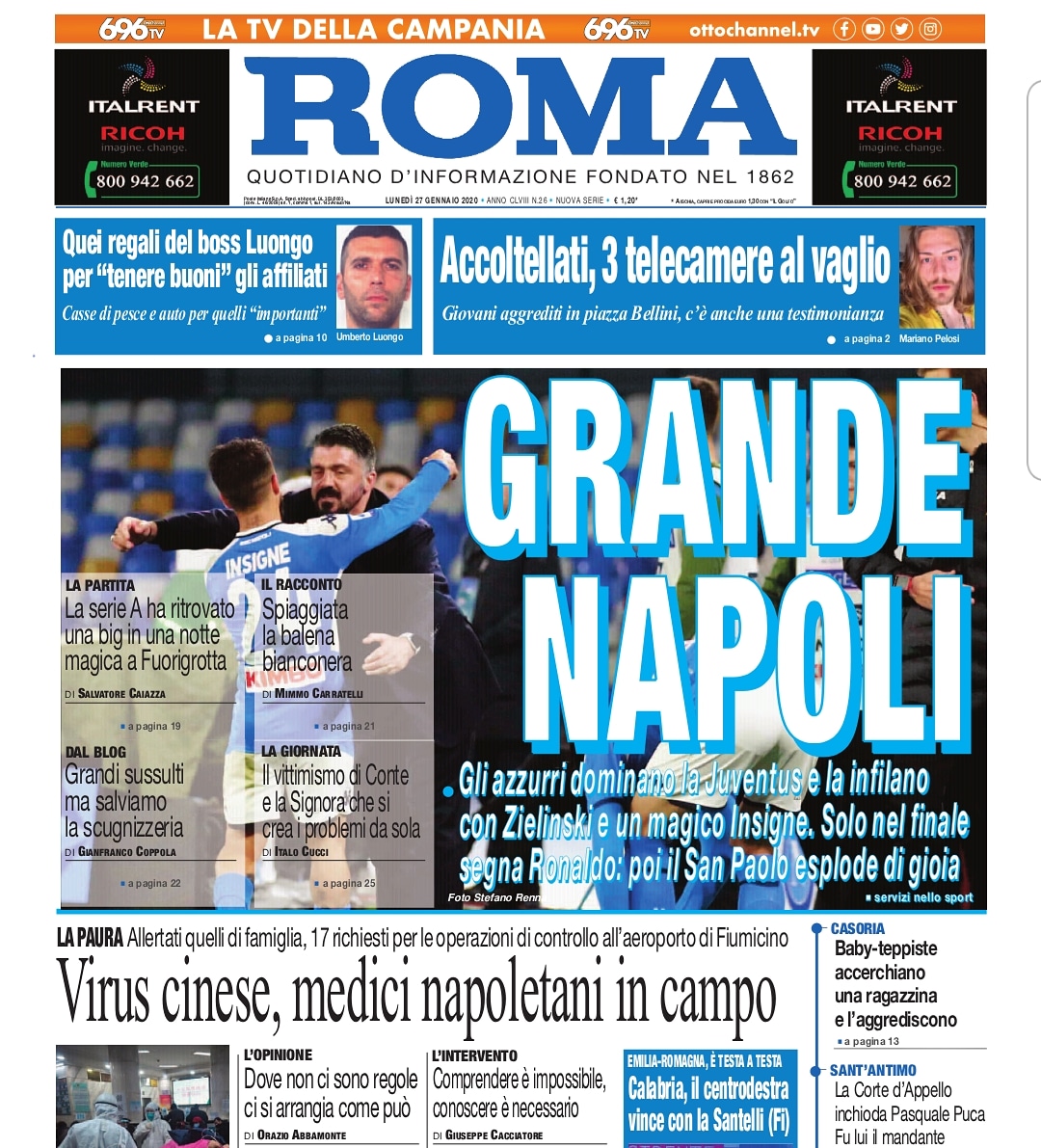 Ecco la prima pagina del <a href="/IL_ROMA/">IL_ROMA</a> dedicata alla netta vittoria contro gli avversari di sempre. Una partita perfetta che ha ridato alla serie A una big <a href="/sscnapoli/">Official SSC Napoli</a>