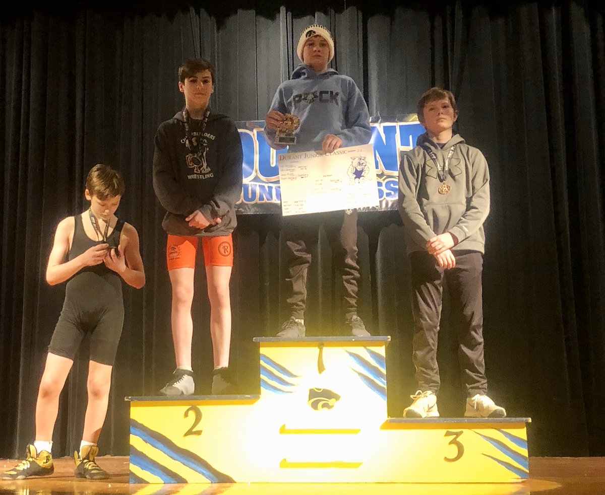 dusey73's tweet photo. Stayed close to home today and Jordan got 1st in Durant. Wrestled well and had fun.
#pack732 #agogetrained #climbthemountain https://t.co/mFlYgoodd1