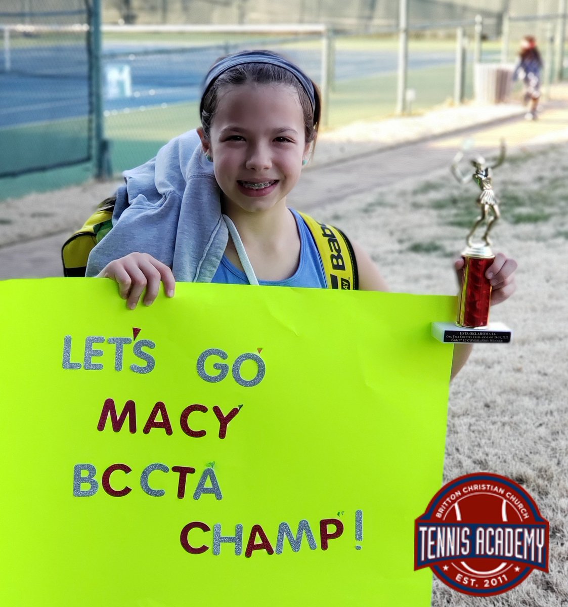 brittontennis's tweet photo. Congratulations to Macy Hays on her 5th place finish in the Girls 12s draw at the Oak Tree Country Club today. We are so proud of you! #bccta #tennis https://t.co/cdooPXKkCx