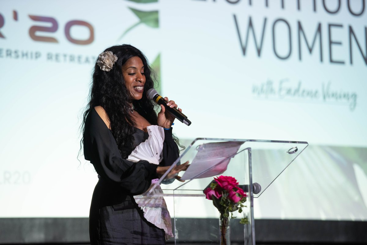 GINEVOLVE's tweet photo. Ms Marcy Predmore-McPhee, Light House Woman of GIN, is feature on stage at the #GLR20. Introduction by Ms. Latronica Fisher. https://t.co/u5MDHj10Dr