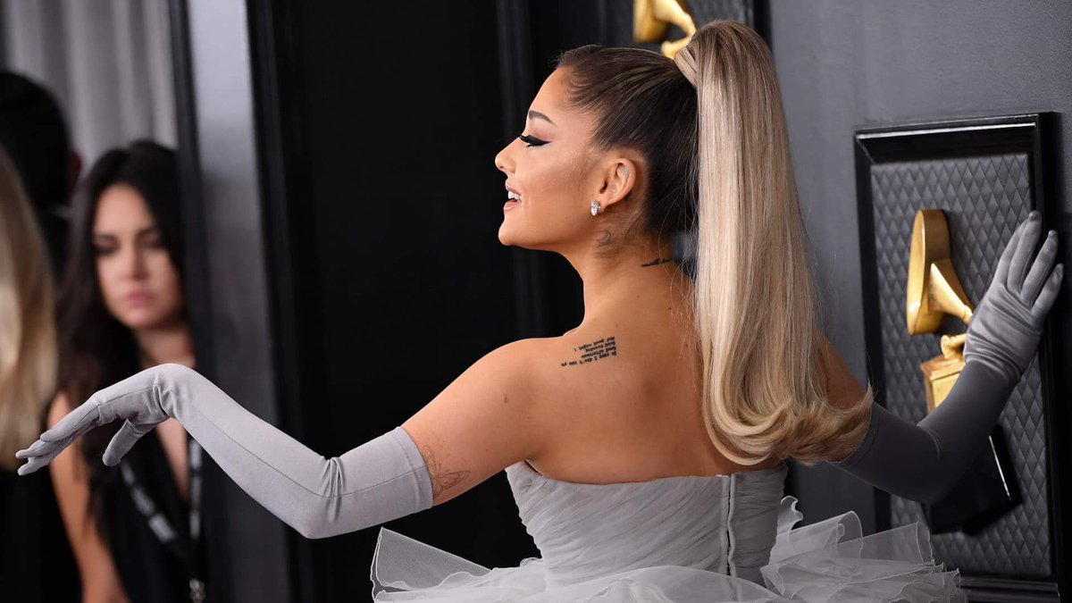 What does the tattoo on her back say? 🧐 #GRAMMYs