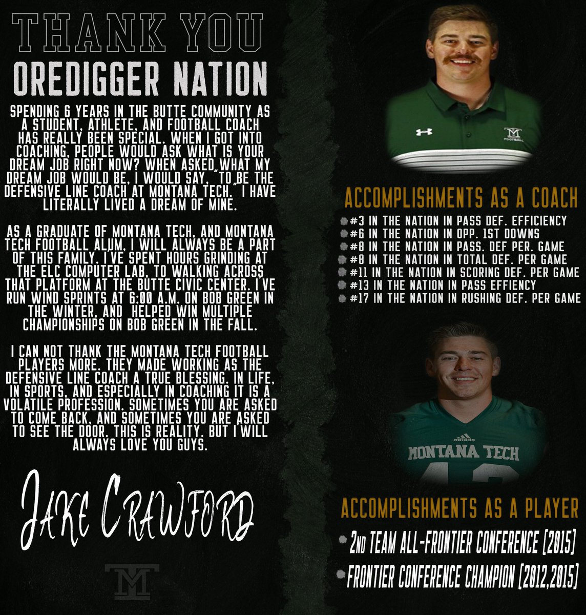 CoachCRAW's tweet photo. ⚒ Thank You Oredigger Nation ⚒ https://t.co/H3A86oyQHp