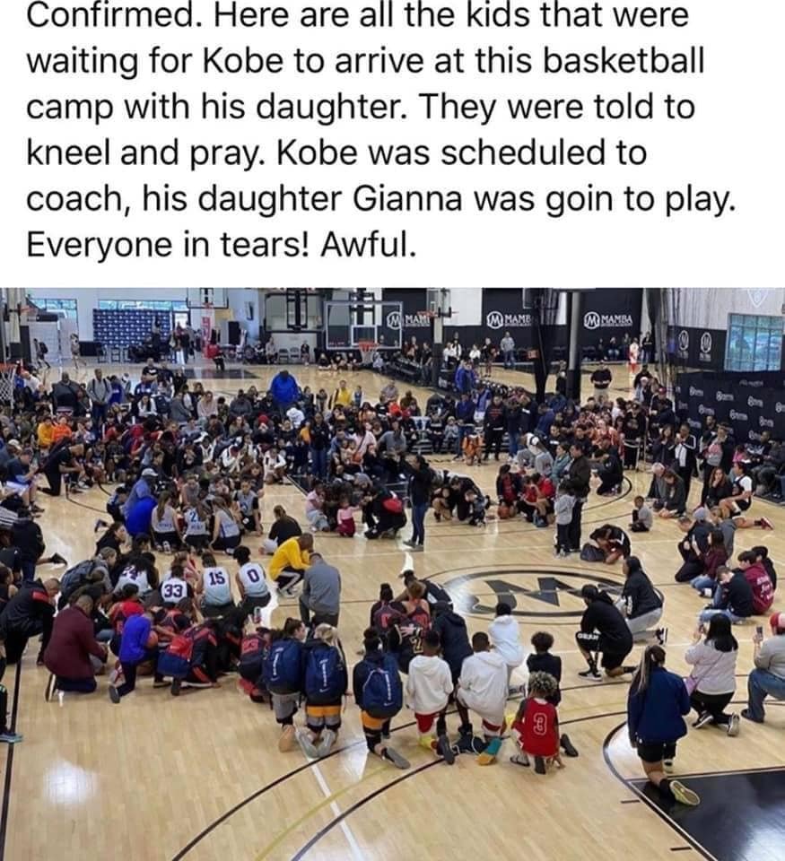 NBAMemes's tweet photo. A tragic day for the basketball community. Rest in peace to Kobe &amp; Gianna Bryant as well as the other victims of the crash 🙏 https://t.co/1V3sEeJlsy