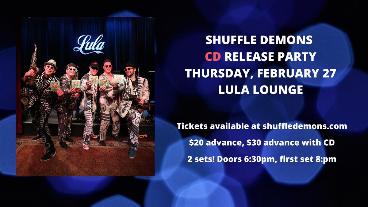 ShuffleDemons's tweet photo. Do you have your tickets yet!? Join the Shuffle Demons on February 27th as we celebrate “Crazy Time, our first new album in 7 years! Tickets are available now:
https://t.co/3aJn2wBuaU
@OGPublicity #crazytime #shuffledemons https://t.co/HGLaidgPGL