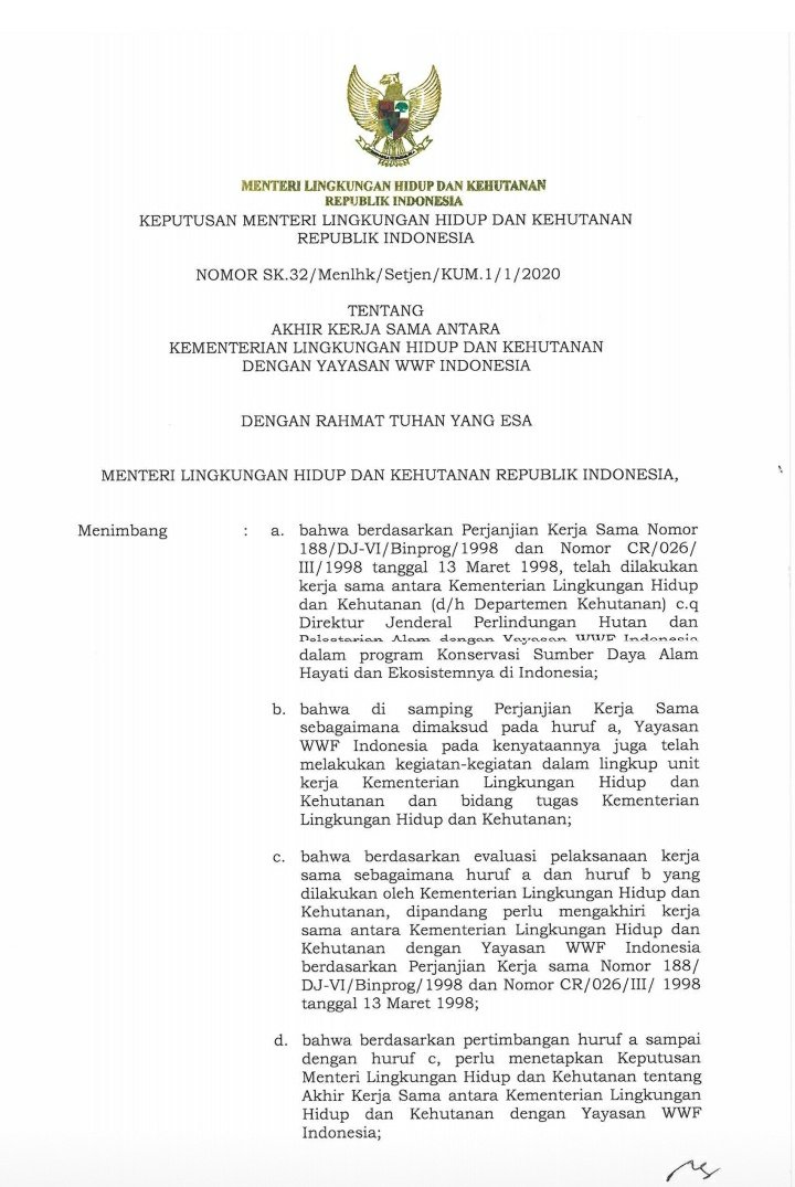 berliansah_nk's tweet image. Kerjasama KLHK dan WWF Indonesia resmi berakhir :&apos;) #wwfid #klhk