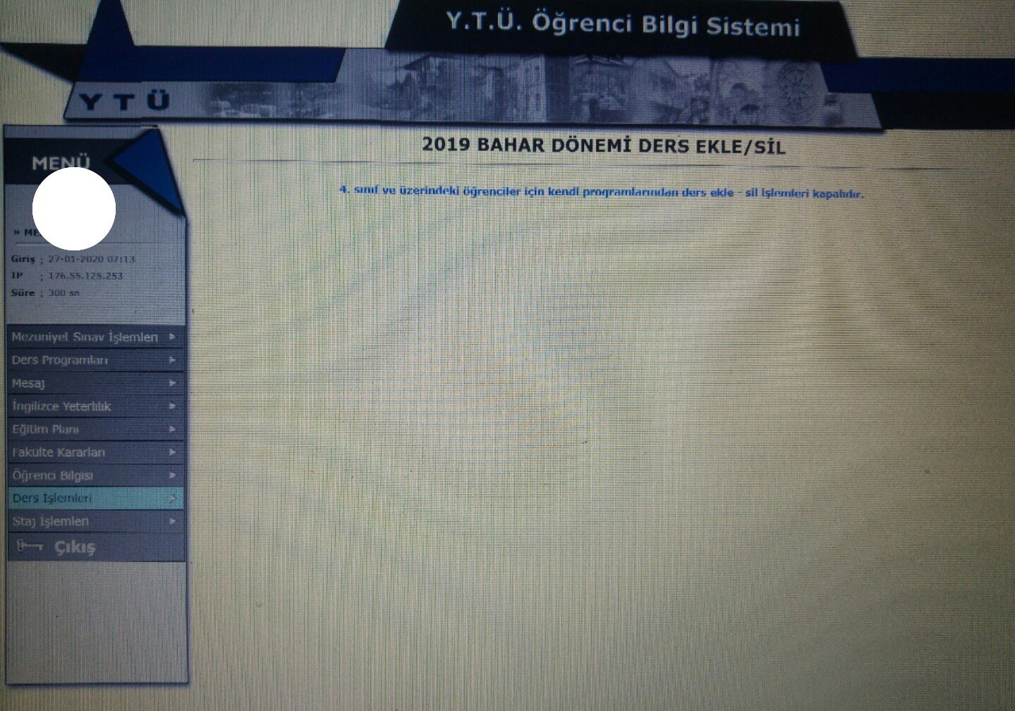 ytu kampus on twitter saat 08 00 de baslayacagi belirtilen 4 siniflar ders secimleri yine belirtildigi gibi baslamadi saat 08 30 olmasina ragmen 4 siniflar usis te hata mesaji ile karsilasiyor yetkililer hala sistemi duzeltemedi usis sistem