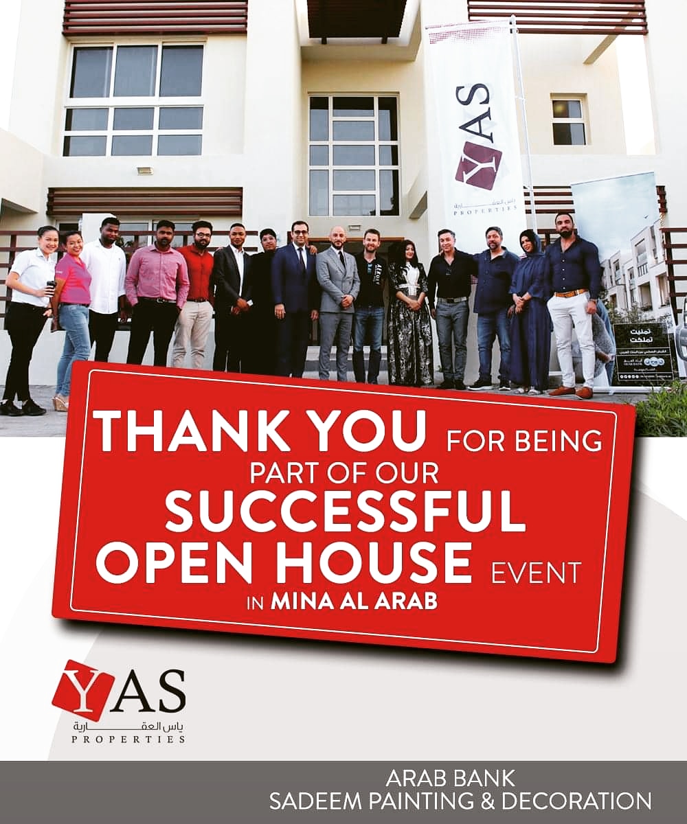 YAS_Group1's tweet photo. Thank you for being part of our successful  Open House event in Mina Al Arab 
#YAS_group #YAS_Properties #thankyou  #successful_event #openhouse #mina_al_arab #ras_al_khaimah #UAE https://t.co/uA7yF2IR6t