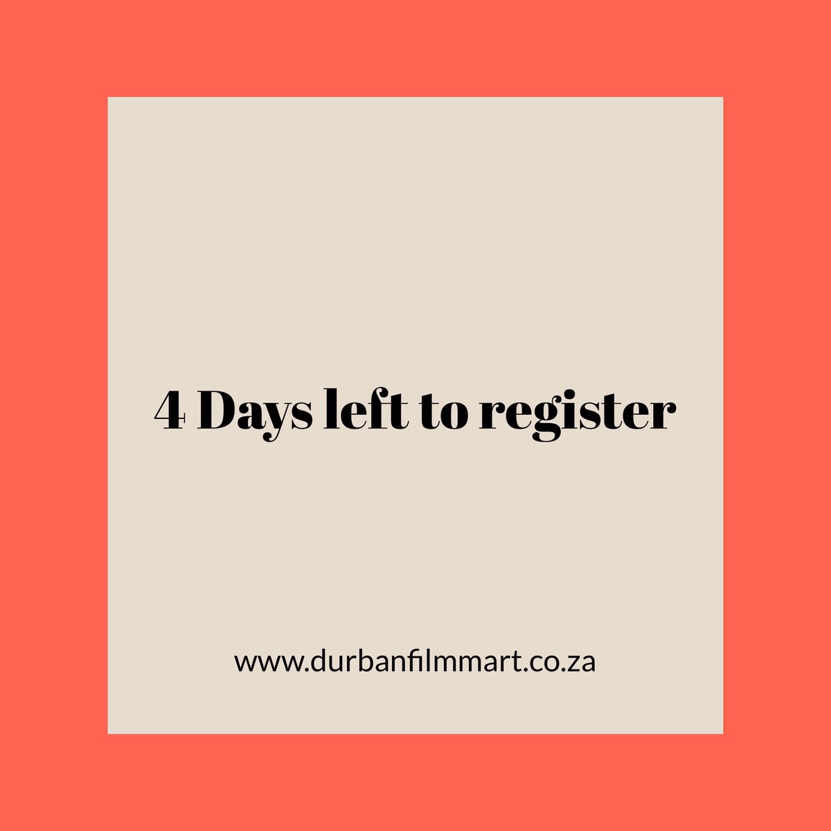 durbanfilmmart's tweet photo. 4 Days left to register and become part of Africa’s leading film market 

A reminder to all filmmakers, closing date for submissions for the 11th Durban FilmMart close on 31 January 2020, follow link below to website https://t.co/SYFzn5vwiK  

#DurbanFilmMart2020 #DFM20 #DFM11 https://t.co/E5qmKPkfYx