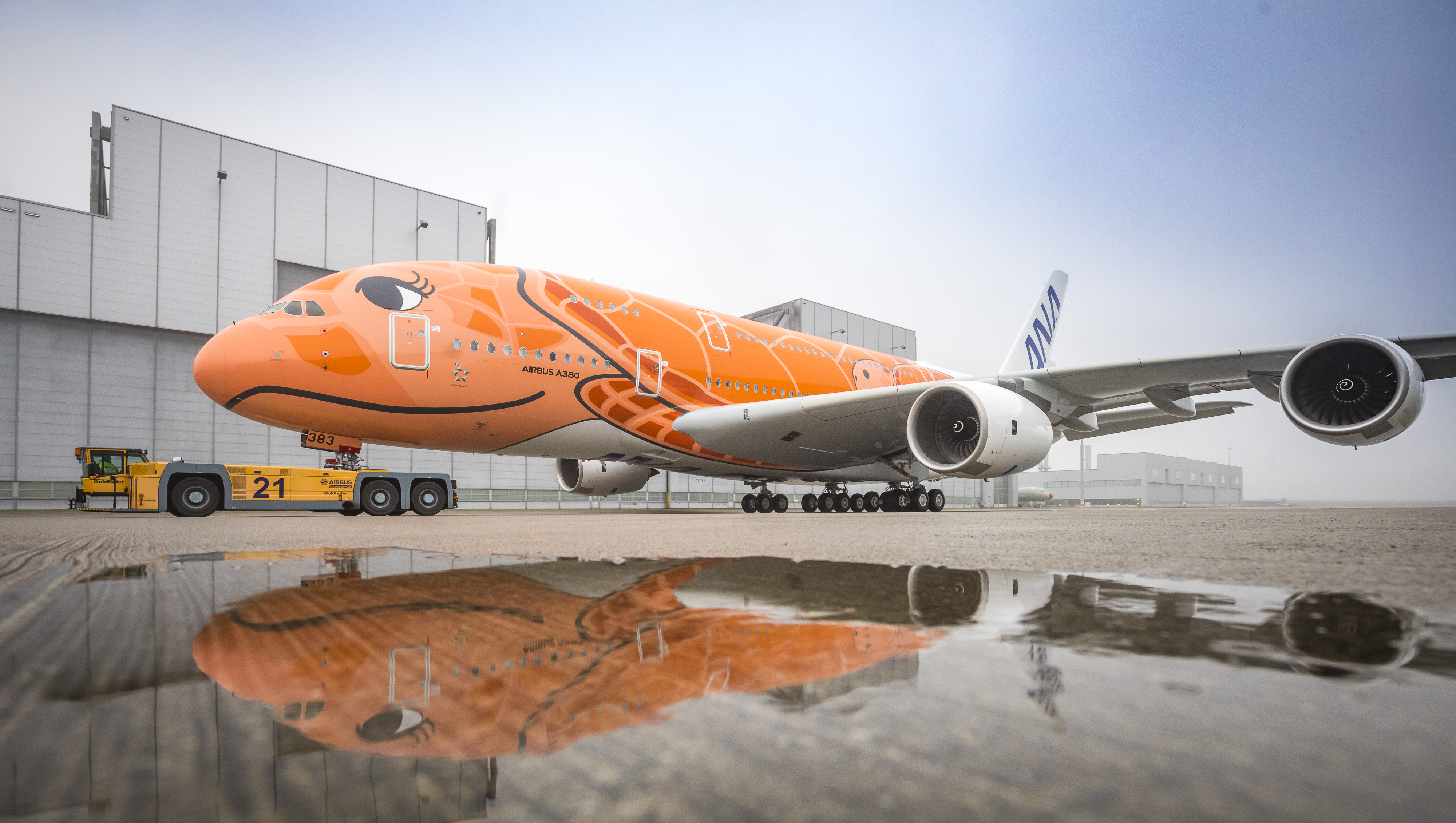 1/160 ANA エアバス A380 ラー LED 3号機 オレンジ レア ANAホヌのキーホルダー、オレンジのラーも発売 A380 3号機就航