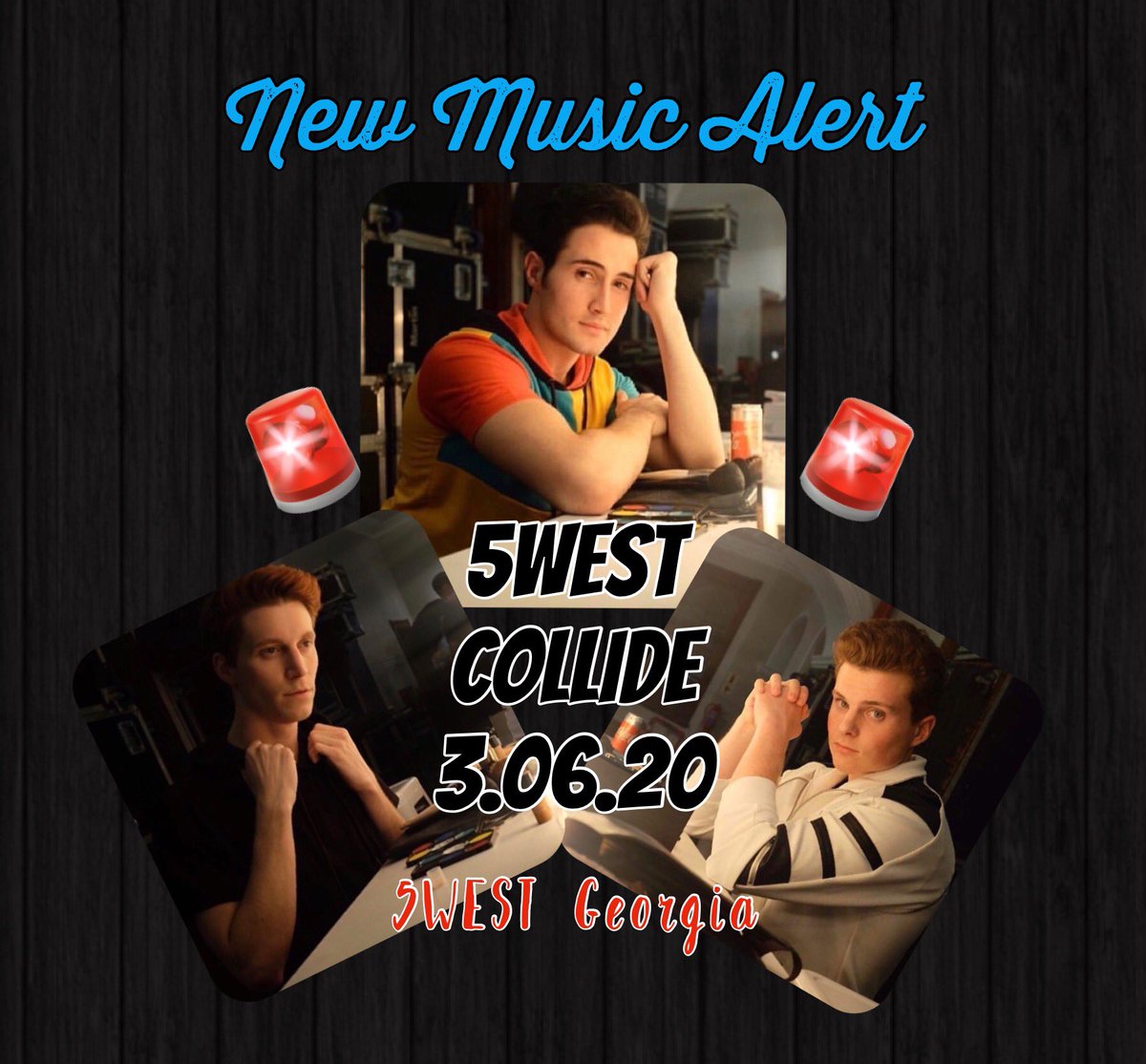 5WESTGeorgia's tweet photo. Mark Your Calendar!!! New Music ... COLLIDE.... coming MARCH 6, 2020 from my favorite guys @5WESTMUSIC!! #MyBoysAreAmazing #Collide
#5WEST #5WESTmusic
#5WESTCollide @JonPaul5WEST @Owen5WEST @Peet5WEST https://t.co/5MHs8xsJoM