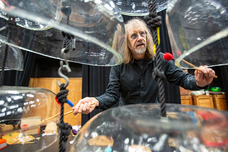 Paul Hansen plays some nontraditional drums.