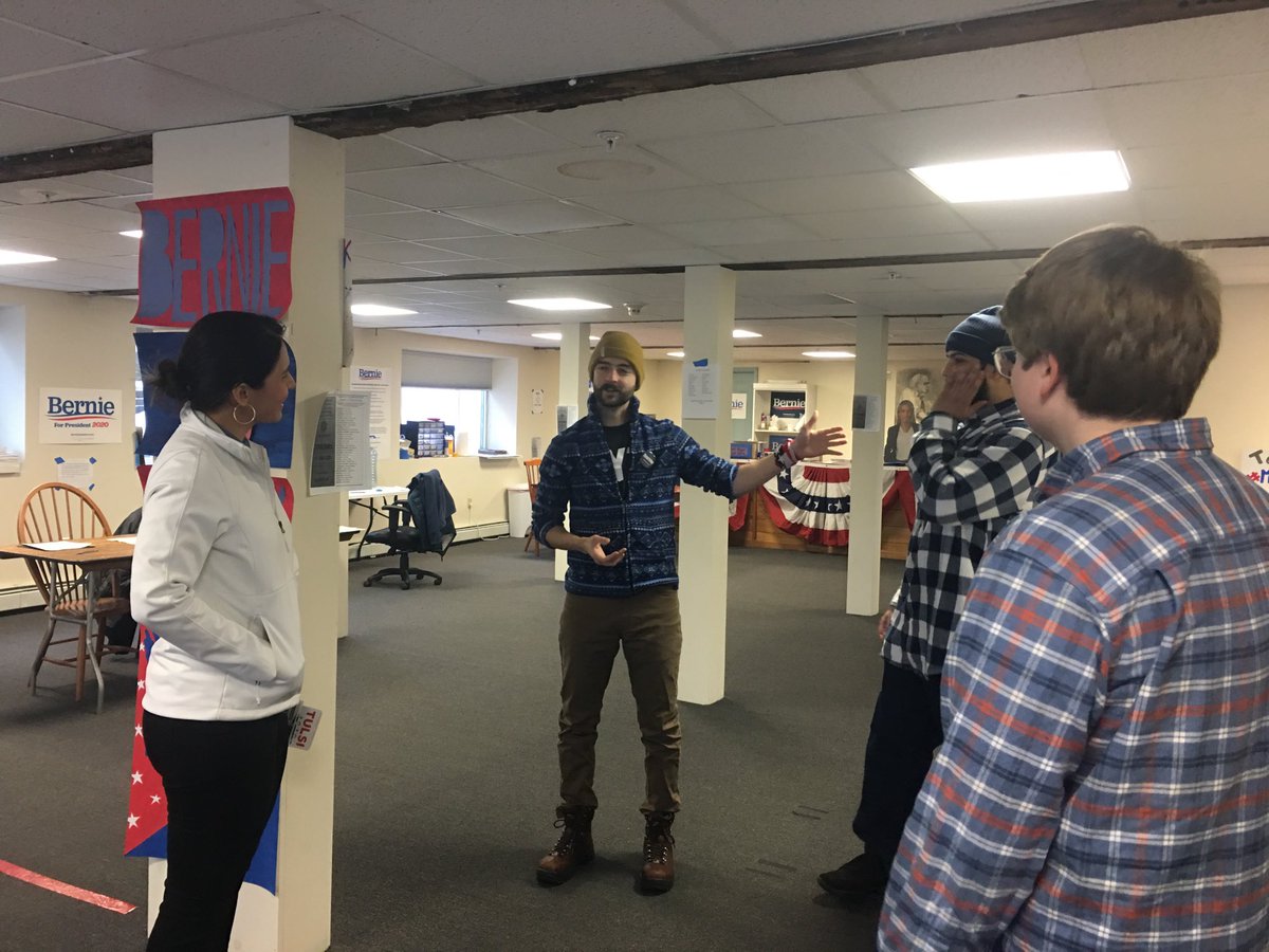 mtracey's tweet photo. In other news Tulsi stopped by the Bernie field office in Plymouth, NH to say hello, very pleasant and mutually appreciative conversation ensued https://t.co/VabsGskqTq