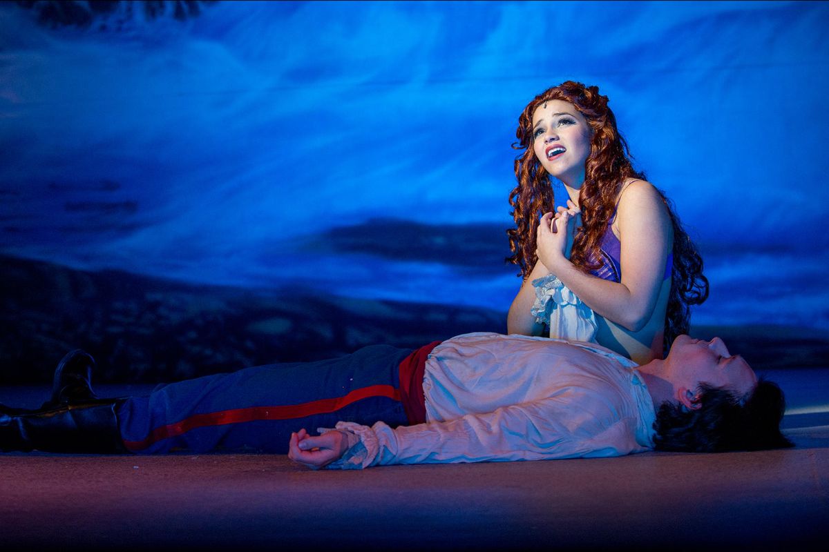 Two actors on stage in The Littler Mermaid