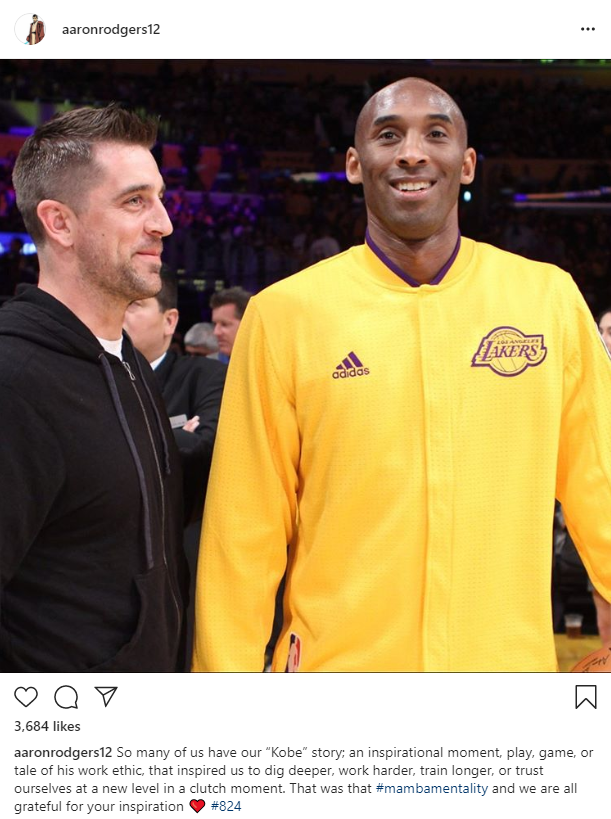 mattschneidman's tweet photo. Aaron Rodgers pays tribute to Kobe Bryant https://t.co/aDwADlEoab