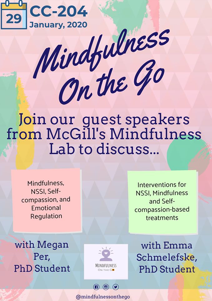 MeganPerMMRL's tweet photo. Excited to be speaking at Concordia's "Mindfulness On the Go" group about our lab's latest research! #mindfulnessresearch #selfinjuryresearch #mcgill #concordia https://t.co/4nziJdmd6g