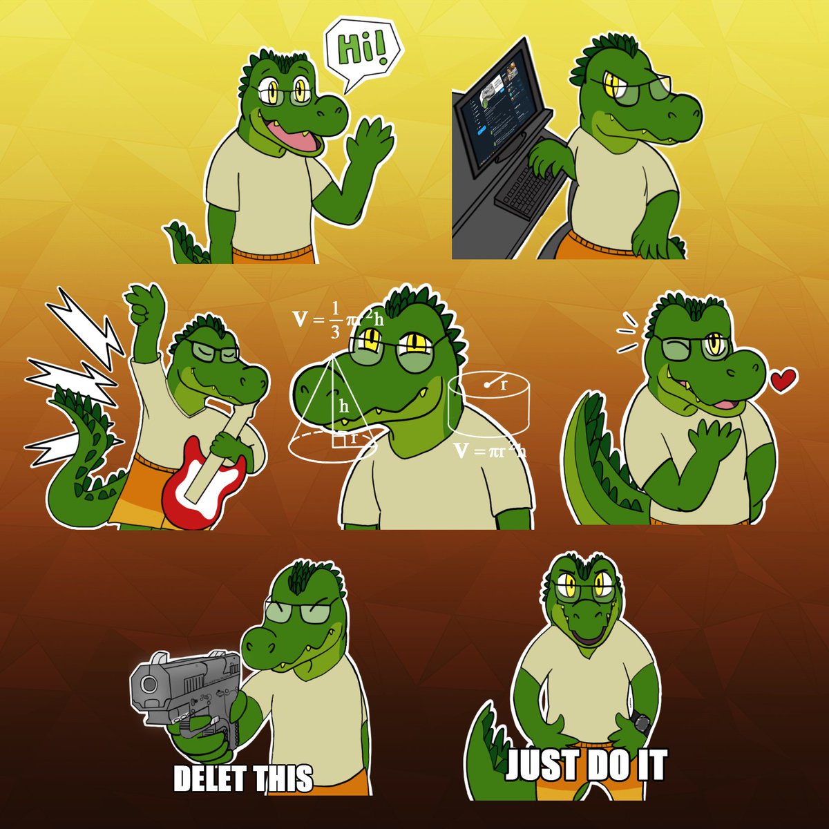 First commission of the decade! Stickerset for @WakiTheCroc !