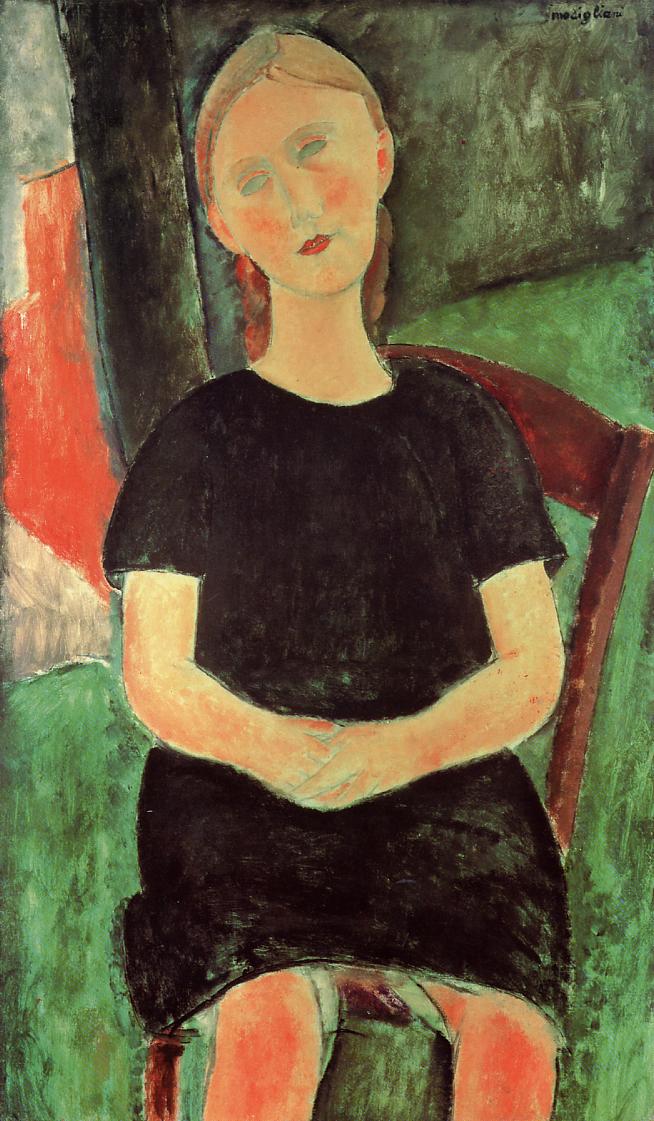 Seated Young Woman, 1918 wikiart.org/en/amedeo-modi… #wikiart #modigliani