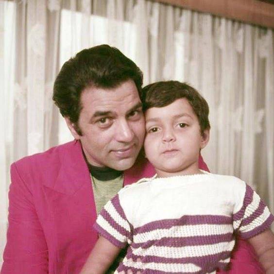 HAPPY BIRTHDAY TO BOBBY DEOL 
Bobby Deol  With Father Dharmendra In Childhood. Now he Turns  51 Today. 