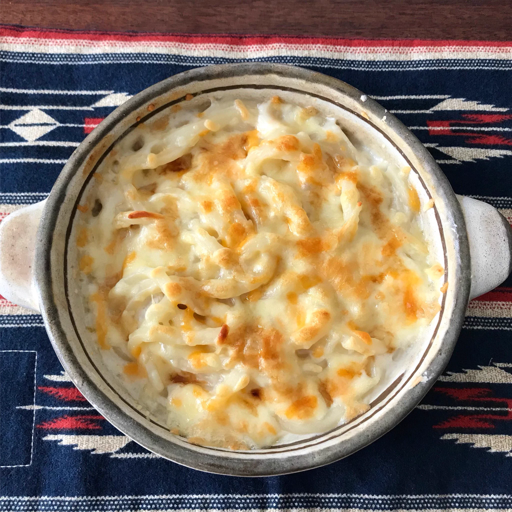 斬新「うどんグラタン」寒い日にはとてもお勧め！！簡単にできるよ！！
