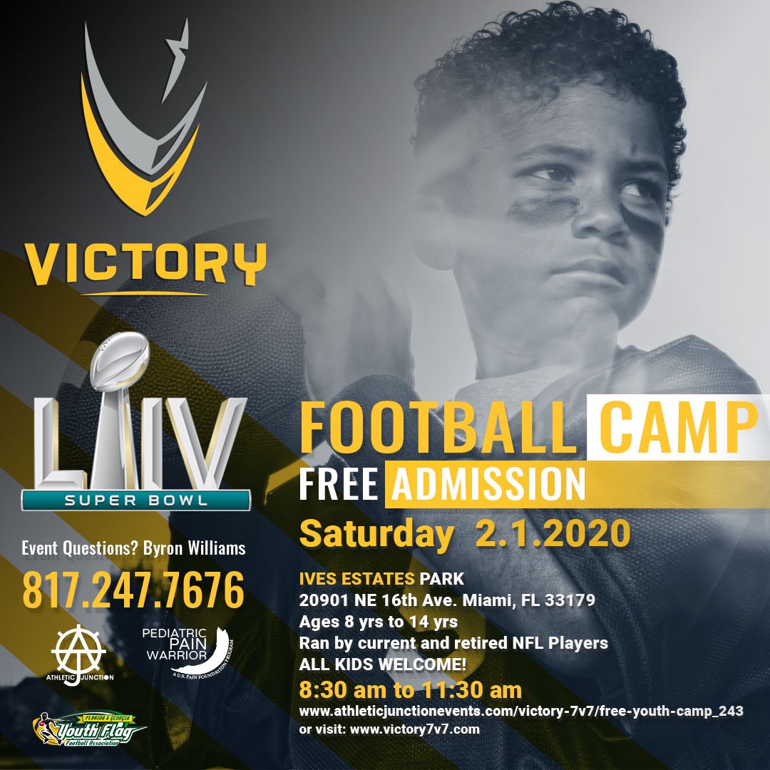ByronWilliams_'s tweet photo. Free Football Camp!!!
•February 1st
•8:30am-11:30am
•Ages: 8yo-14yo
•Miami, FL
For More Information ➡️ https://t.co/fmUcyM7E77 https://t.co/boSWaTyxwS