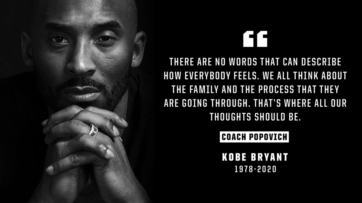 spurs's tweet photo. "There are no words that can describe how everybody feels." 

Coach Popovich on the passing of Kobe Bryant: https://t.co/4iiGrGElih https://t.co/xntUyNiUjG