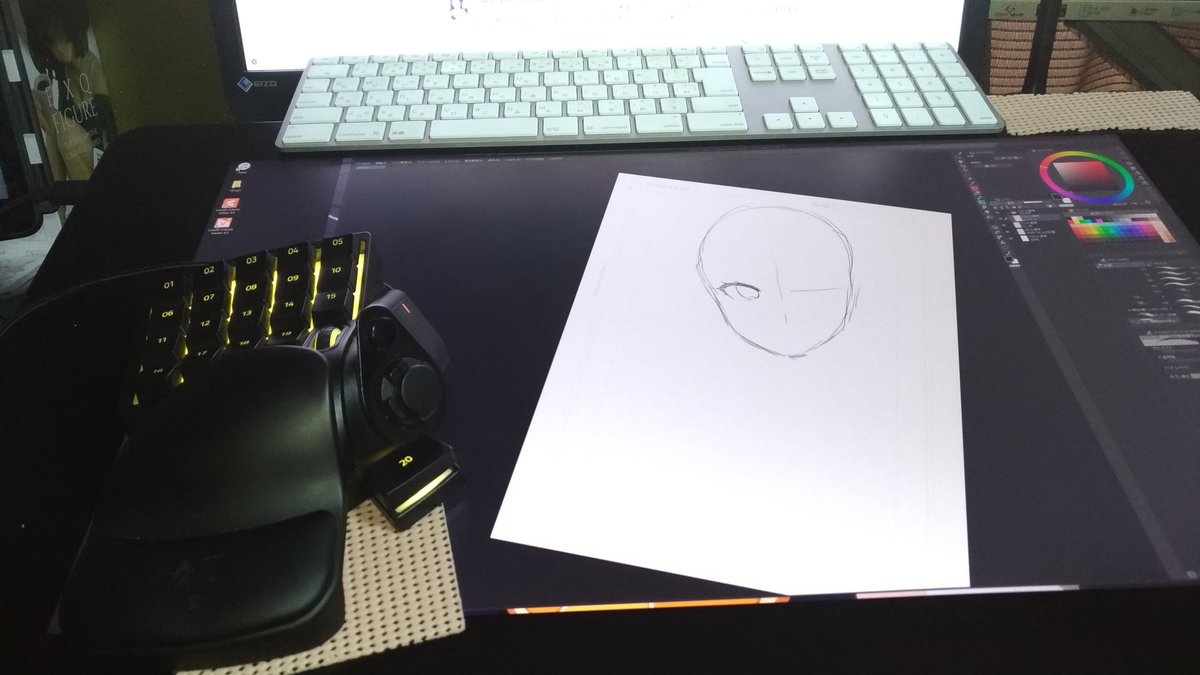 三島江雪 Kosetsumishima マウスも新調してますますfpsが楽しくなってきたんですが 画像のようにデカイ液タブがある関係上キーボードの位置がとても遠いため左肩にめちゃくちゃ負担が 思い出したかのように左手デバイスで操作してみたが これ