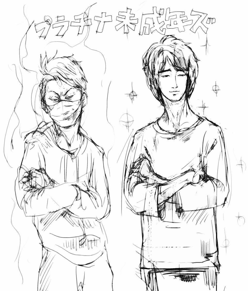 初めて描いたナウマン選手はこちら。
キラキラしている方です。
プラチナ未成年ズの時。 