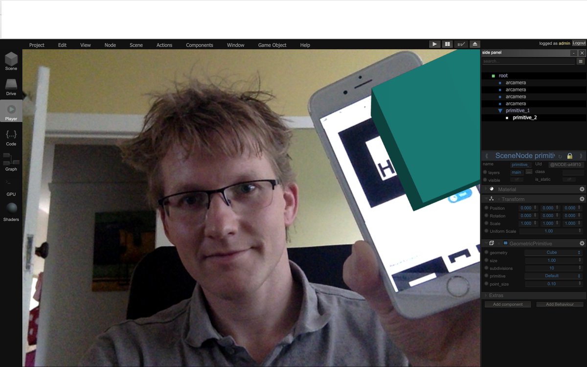 thor_bux's tweet image. Good old marker tracking is working in #Opensource #ARStudio powered by @artoolkit_ #jsartoolkit5. Next, step #NFT tracking🎉 So exciting and I&apos;m very grateful for @kalwalt&apos;s support.