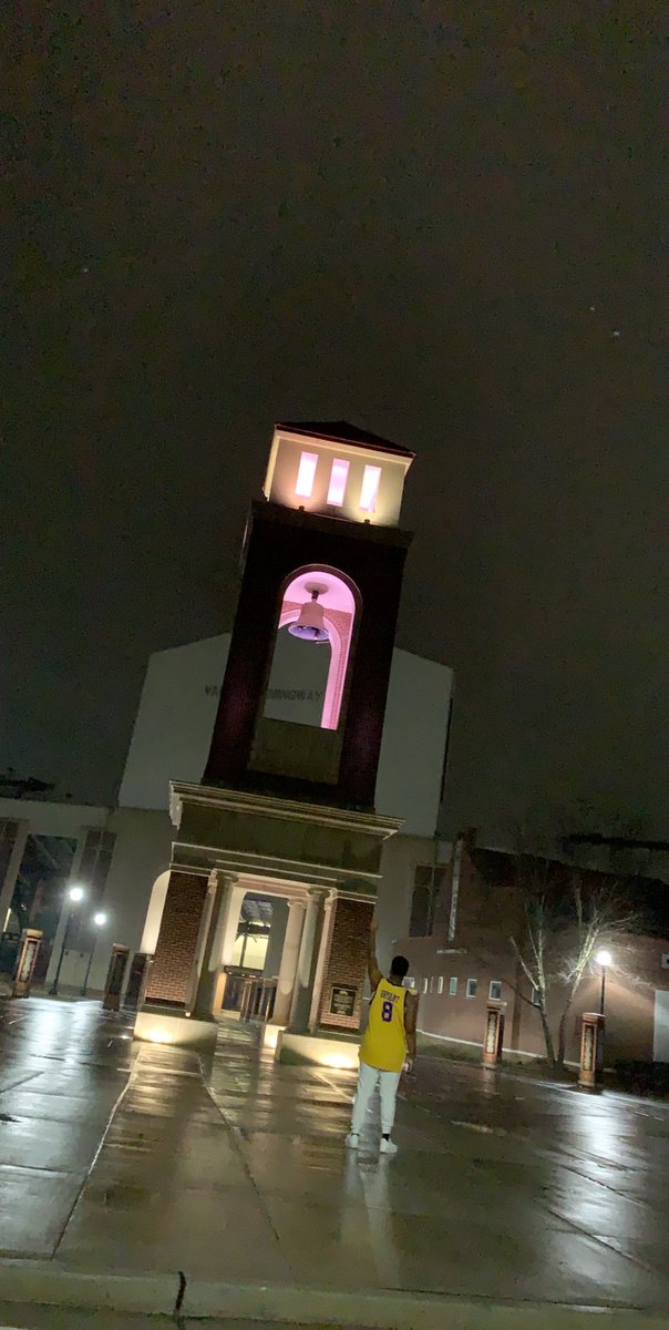 Had to see the bell tower lit up for Kobe and grabbed this picture just in time. I don’t know the person is in the picture, but that’s what Kobe did. He brought us together to witness greatness and show us he was so much more than basketball. <a href="/OleMissSports/">Ole Miss Athletics</a>