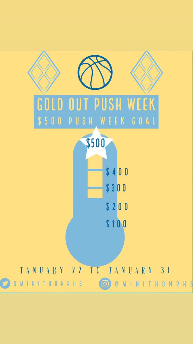 In preparation for our Gold Out Basketball Game we will be having a “Push Week.” We are already half way to our $500 Push Week Goal!