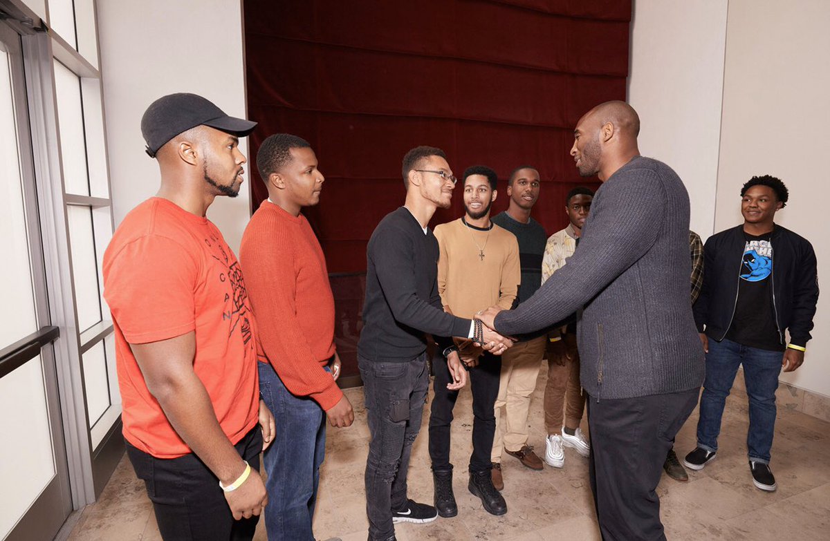 USCBBB's tweet photo. SoCal and the Black community lost an icon today. Many knew Kobe Bryant as an athlete. BBB knew him as someone with a platform who cared about our mission and looked to further it. He gave us his private time on April 3, 2018 to discuss the role of Black men in society. https://t.co/hHIFtKBZDW