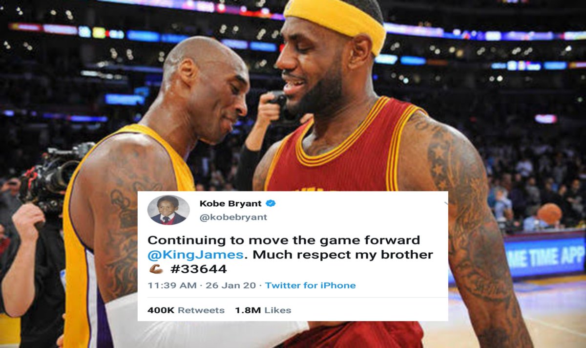 BoyBanatero's tweet photo. Kobe Bryant's last tweet. Continue the legacy, Lebron. https://t.co/hjxkBMNtjR