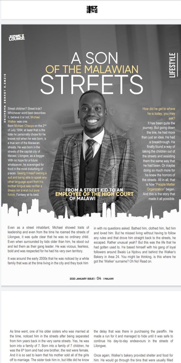 MiczealWalker's tweet photo. That's part of my story, it's in Sizwe Lounge's magazine. It's going at k1000, call/WhatsApp +265881024626/+265998566876 https://t.co/2U9ZGfcO5g