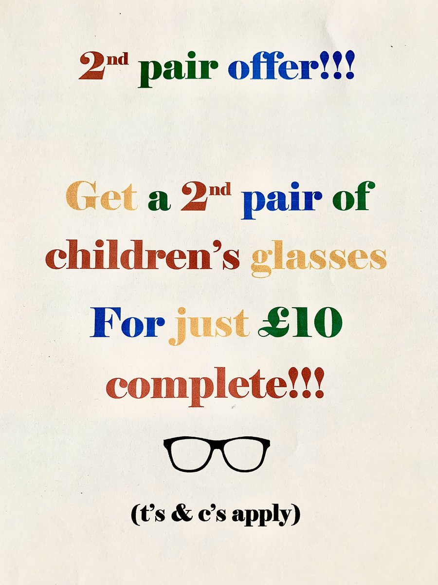 RabinOpticians's tweet image. Kids are always losing or breaking their specs! With our 2nd pair offer you’ll always have a back up pair to save the day!