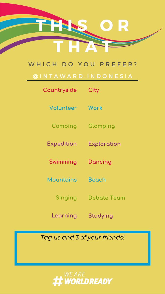 Another day, another game on our Instagram!
Head over to our Instagram profile to play along and share with your friends by posting on your Stories! 

#DofE #DoE #AdventurousJourney  #WorldReady #IntawardIndonesia #TheAwardIndonesia #LearningBeyondClassroom #Nature #Motivation