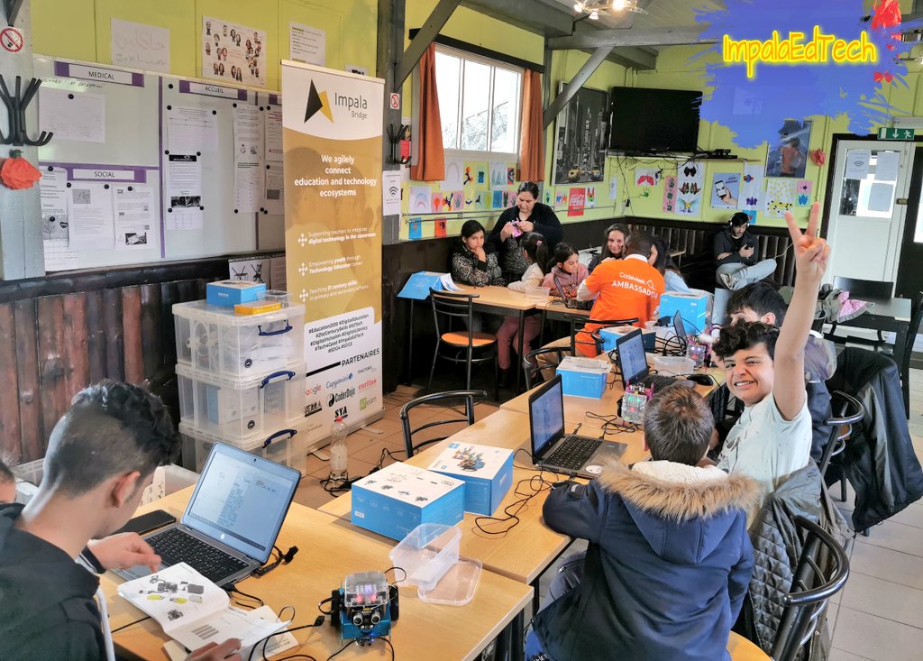 ImpalaBridge's tweet photo. #Coding 👩‍💻 for Improving #SocialInclusion - Smiling and motivated youth refugees attended yesterday our Sunday coding school at @FedasilBelgium ( Senonchamps ) 
 
#Robotics #DigitalInclusion #ImpalaEdTech #PlayfulLearning #4PositiveFutures 

Thx to @sogetibelux volunteers team 👏 https://t.co/g647OKszNJ