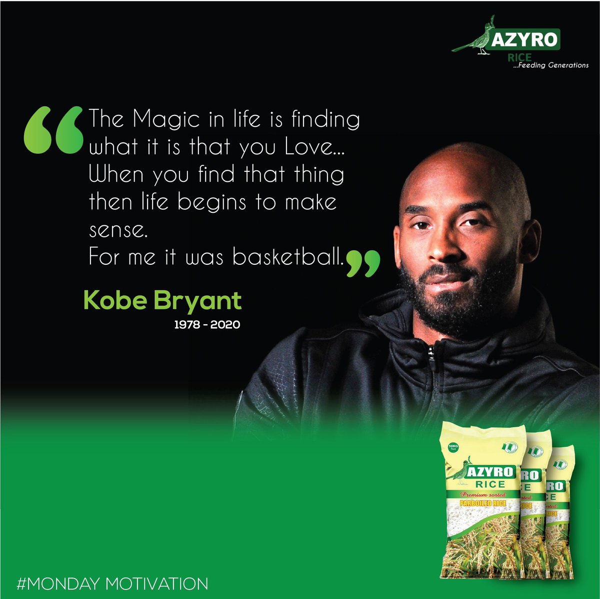 azyrorice's tweet photo. We must, of necessity create something that will outlive us.
#mondaymotivation
#kobebryant
#mamba
#ripmamba
#dreams
#azyrorice
#feedinggenerations https://t.co/NkozoP4va7