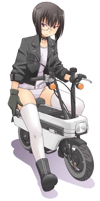 モトコンポの乗る草薙素子……のそれっぽいコスをした桃ちゃん。 