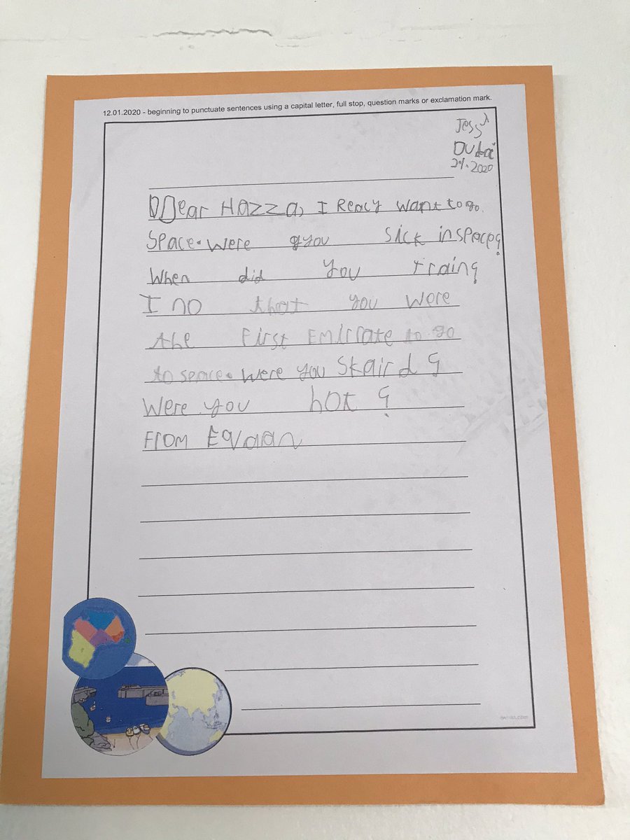 JESS Jumeirah Year 1 (@jessjumeirahyr1) on Twitter photo In Year 1 we have been writing letters to our favourite explorers. <a href="/astro_hazzaa/">Hazzaa AlMansoori</a> please can you answer these questions for us? #JESSJumCommunity #JESSJumlearning #JESSEnquiry #JESSJumhistory In Year 1 we have been writing letters to our favourite explorers. <a href="/astro_hazzaa/">Hazzaa AlMansoori</a> please can you answer these questions for us? #JESSJumCommunity #JESSJumlearning #JESSEnquiry #JESSJumhistory