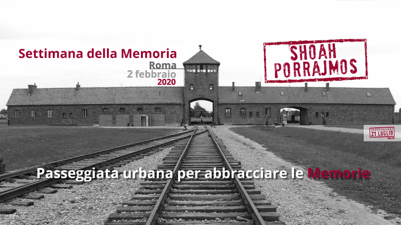 Ass21luglio's tweet photo. La #GiornatadellaMemoria2020 ricorda lo sterminio del popolo ebraico, la #Shoah, ma dimentica di commemorare anche i 500mila rom e sinti vittime del genocidio nazi-fascista. Una passeggiata urbana per abbracciare le due memorie ---->https://t.co/E7kGPnOGML https://t.co/BgMMvcx64m