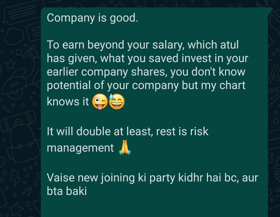 rachitpjain's tweet photo. My friend left a company in 2018 and joined new company. 

Told to invest whatever saving he left with same company. Now company share price is doubled.

He always thought company is overvalued lol. Now he is planning to come out of rat race.  #TrustEquity https://t.co/GTjZtaSNBH