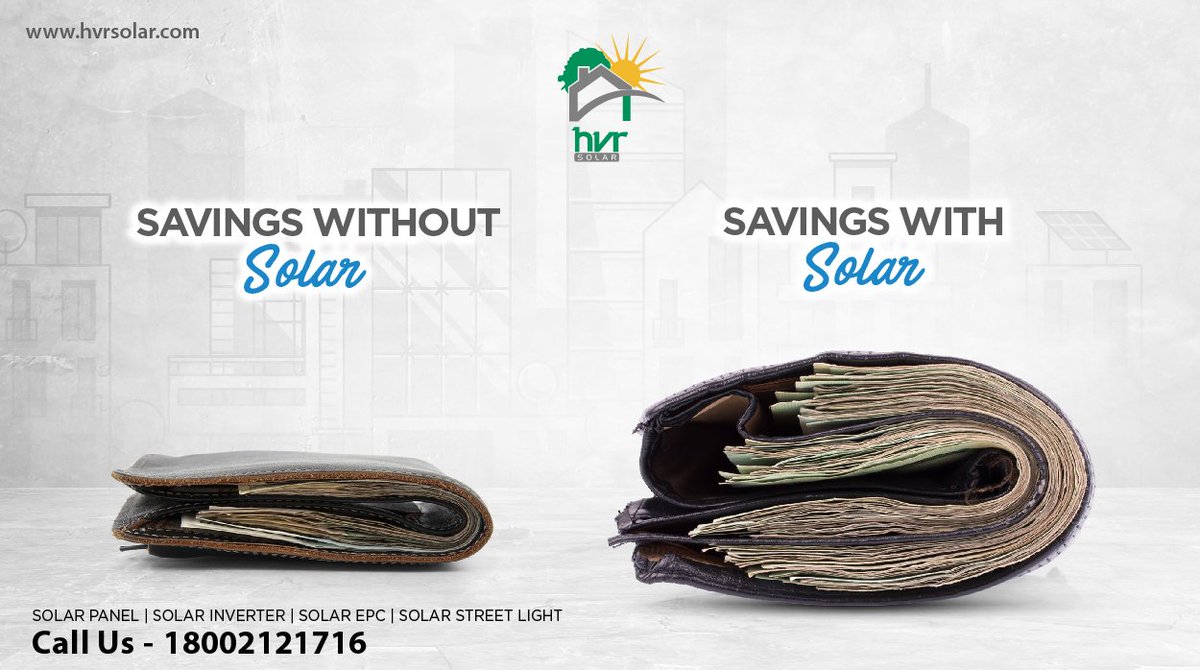 HVR_Solar's tweet photo. While solar helps in the betterment of the environment, it also multiplies your savings.
Be smart, go solar with HVR Solar.
.
.
.
#SwitchToSolar #GoGreen #GoSolar #SunEnergy #GreenEnergy #RenewableEnergy #SolarEnergy #SolarPanels #SolarPower #SwitchToSolarPanel #BestSolarCompany https://t.co/U3gTLLvzre