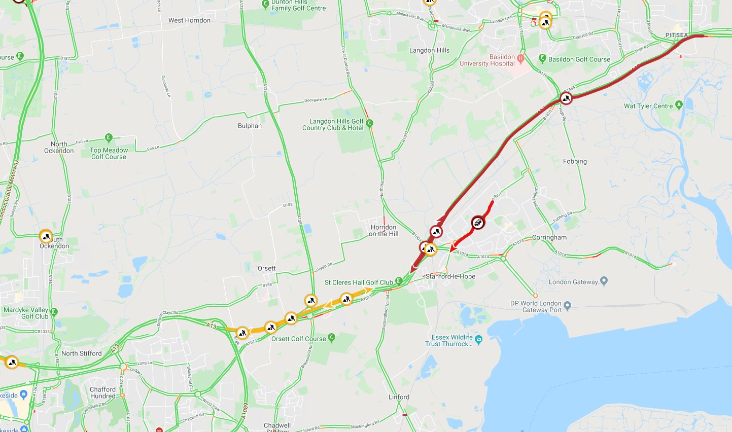A13 Map Essex Travel News on Twitter:
