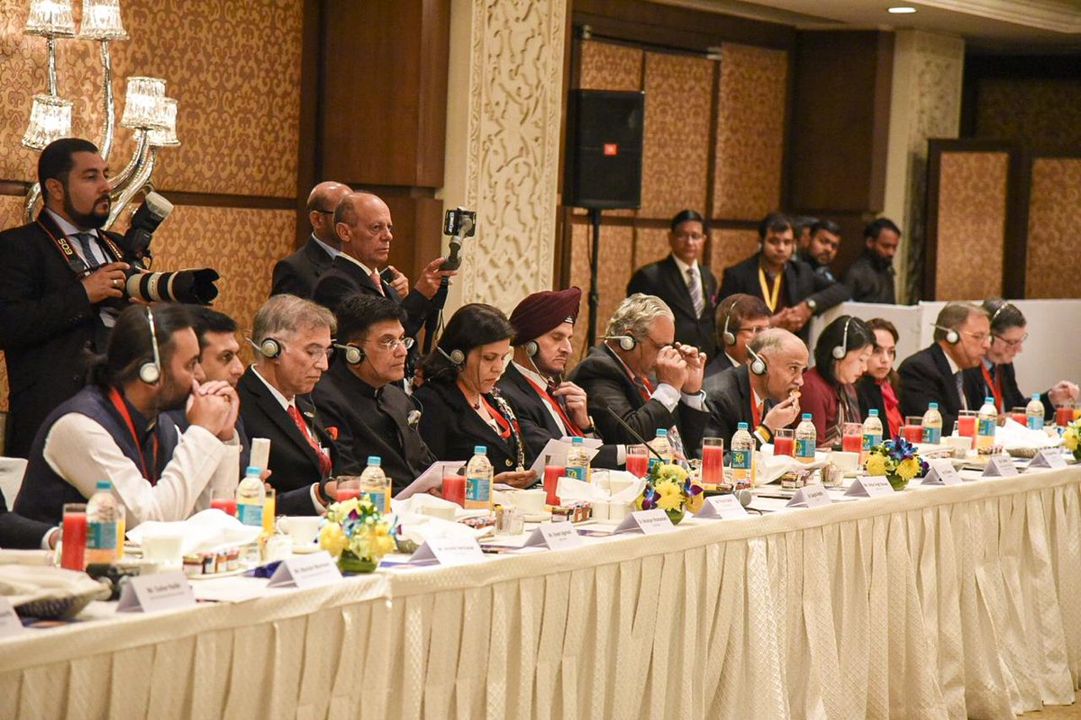 PiyushGoyal's tweet photo. Had a Round Table discussion with President of Brazil, @JairBolsonaro, along with Indian CEOs and spoke about PM @NarendraModi ji's vision of expanding bilateral trade and increasing cooperation between the two great democracies. https://t.co/BVq25L1kM6