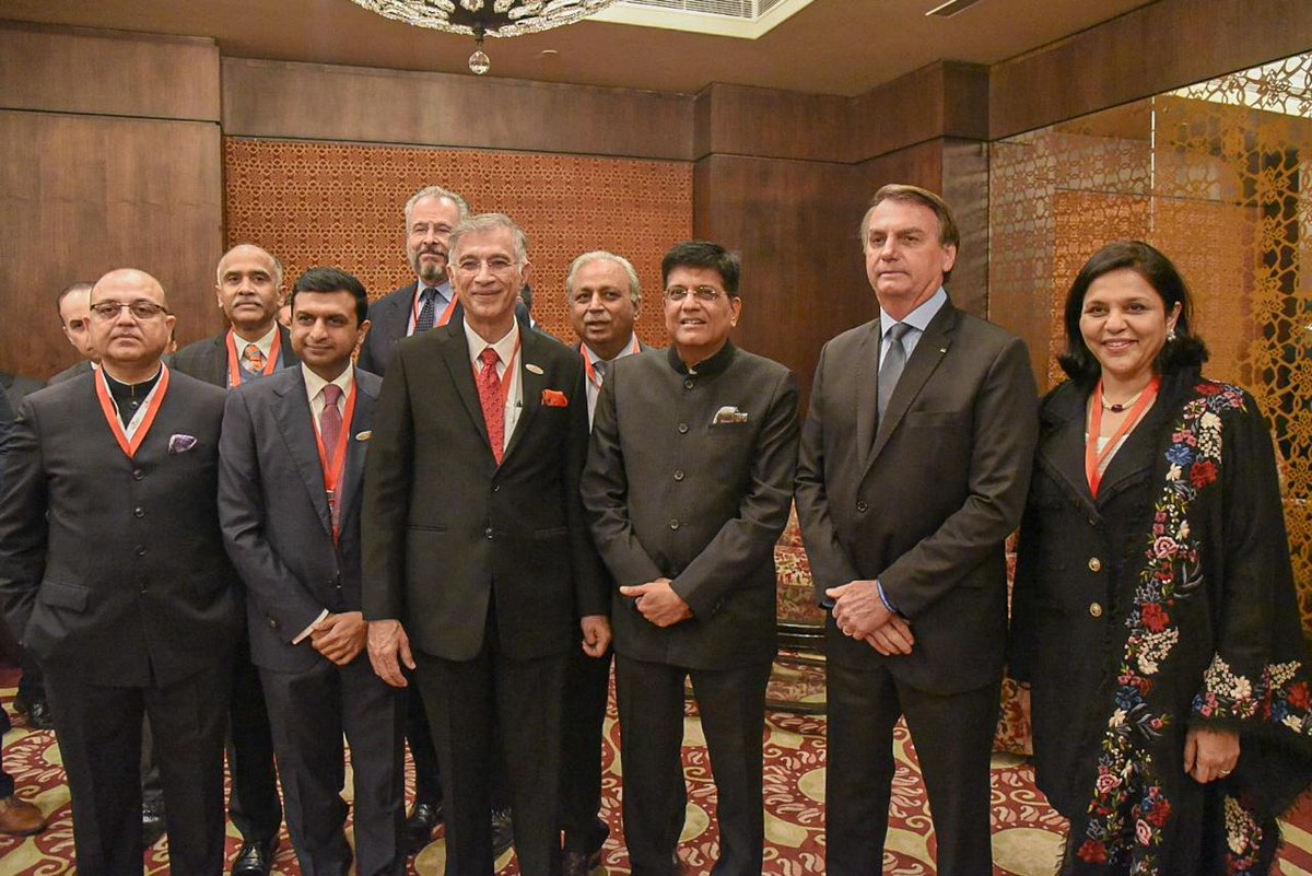 PiyushGoyal's tweet photo. Had a Round Table discussion with President of Brazil, @JairBolsonaro, along with Indian CEOs and spoke about PM @NarendraModi ji's vision of expanding bilateral trade and increasing cooperation between the two great democracies. https://t.co/BVq25L1kM6