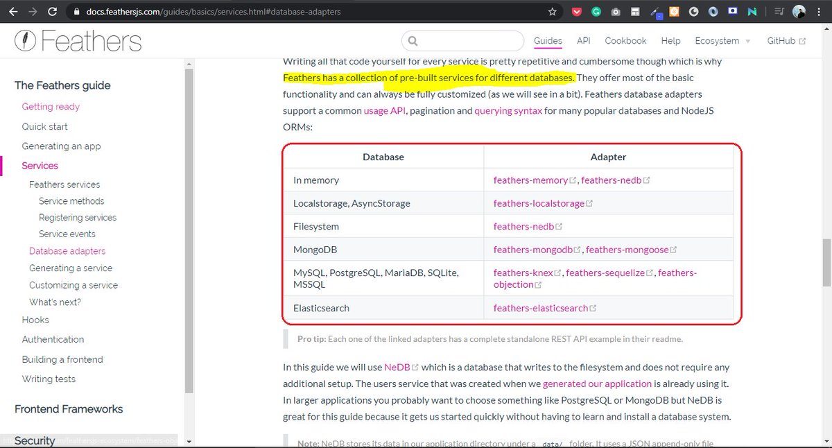 i_am_gaurang's tweet image. Feathers have a collection of pre-built services for different databases. It's fun to learn and implement something new(new to me at the moment). #novlence #feathersjs