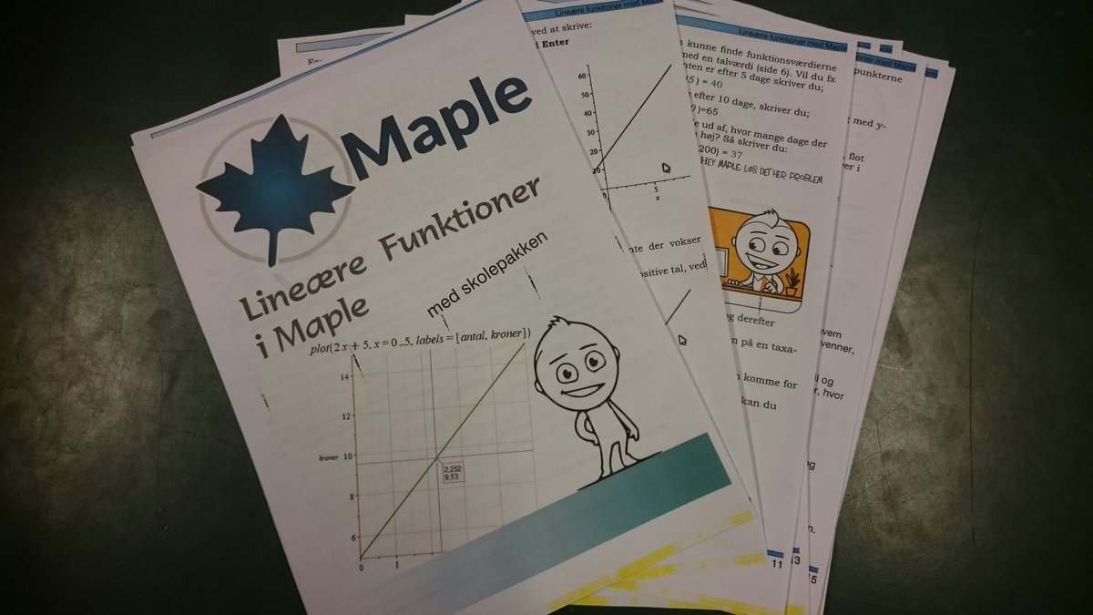 scimath_dk's tweet photo. Hej, Maple 2020 er på trapperne, og vi har tilføjet et hæfte om lineære funktioner med Maple på https://t.co/gk39ZpHPXK. Alle er velkomne. https://t.co/7DvDMM2hzz