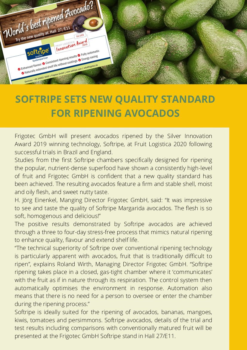 softripe_'s tweet photo. News 🗞 

#Softripe sets new quality standard for ripening avocados 🥑 

For more information click on the link below! ⬇️ 
https://t.co/EJJm9BNXNR

#softripe #ripening #revolution #avocado #fruitlogistica https://t.co/JNREdj8yqu
