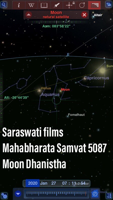 Although the Gregorian calendar says 27th January 2020, we are ancient:28th KaliyugaMahabharata Samvat 5087Dhanistha Nakshatra Moon,Shravana Sun