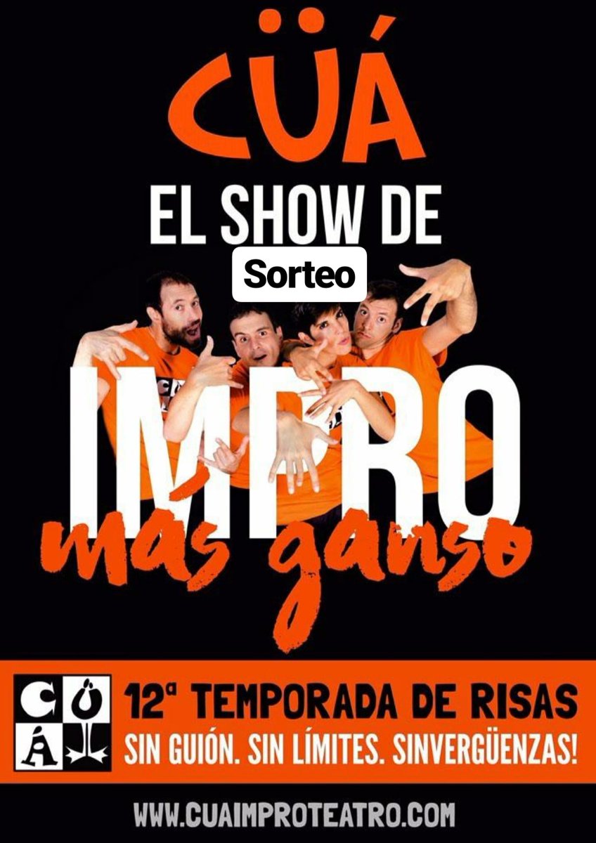 EUVMADRID's tweet image. Comenzamos la semana con un #sorteo muy ganso! @improcua  Sorteamos una entrada doble para ver su show, este sábado a las 22 en @LaEncinaTeatro
Síguenos+RT+Nombra a dos o más personas que tengan twitter.
El viernes contactaremos con el ganador/a.
eraseunavezmadrid.com/teatro/la-enci… #impro